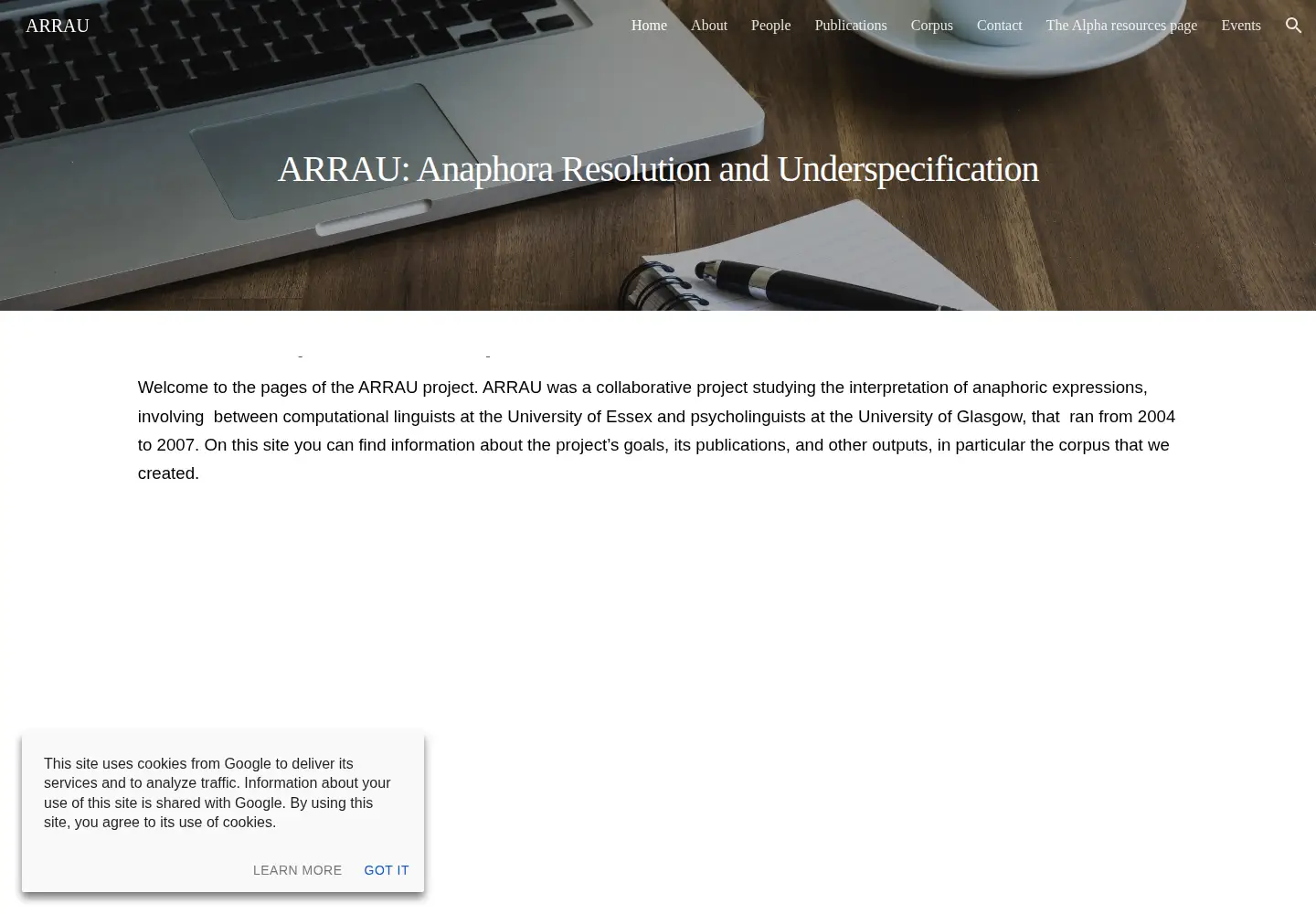 Screenshot of arrauproject.org