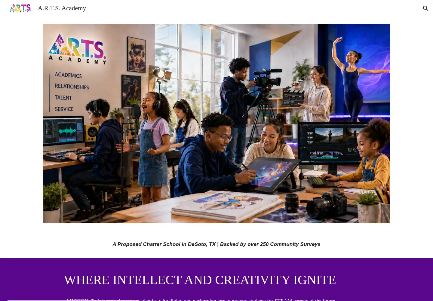 Screenshot of artsacademytx.org