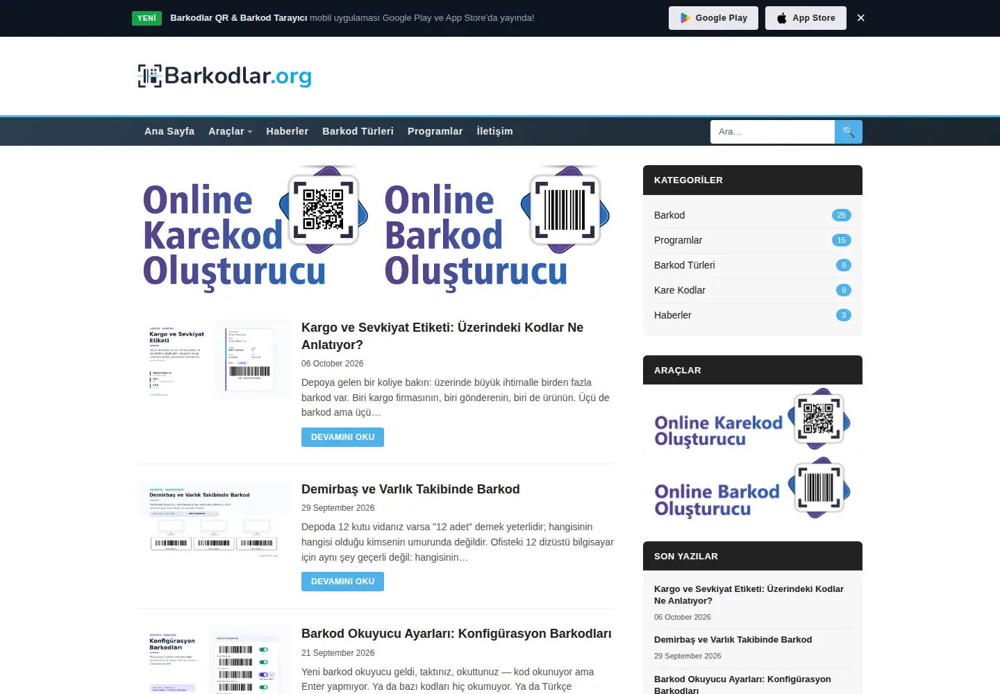 Screenshot of barkodlar.org
