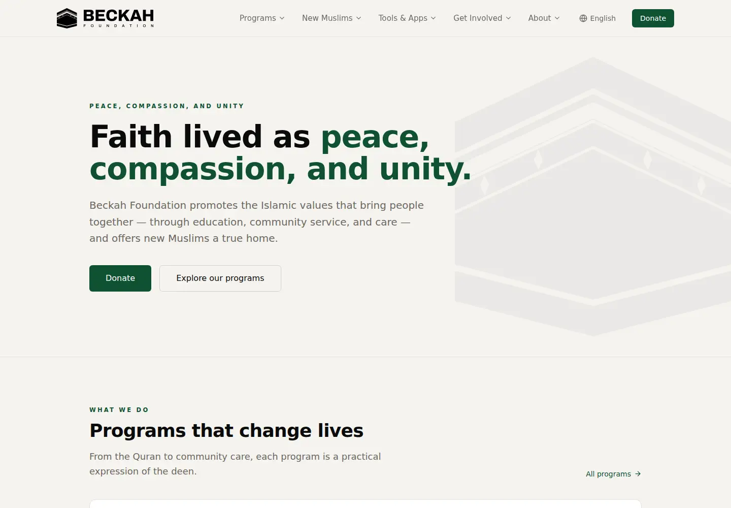 Captured homepage of beckah.org in the current scan