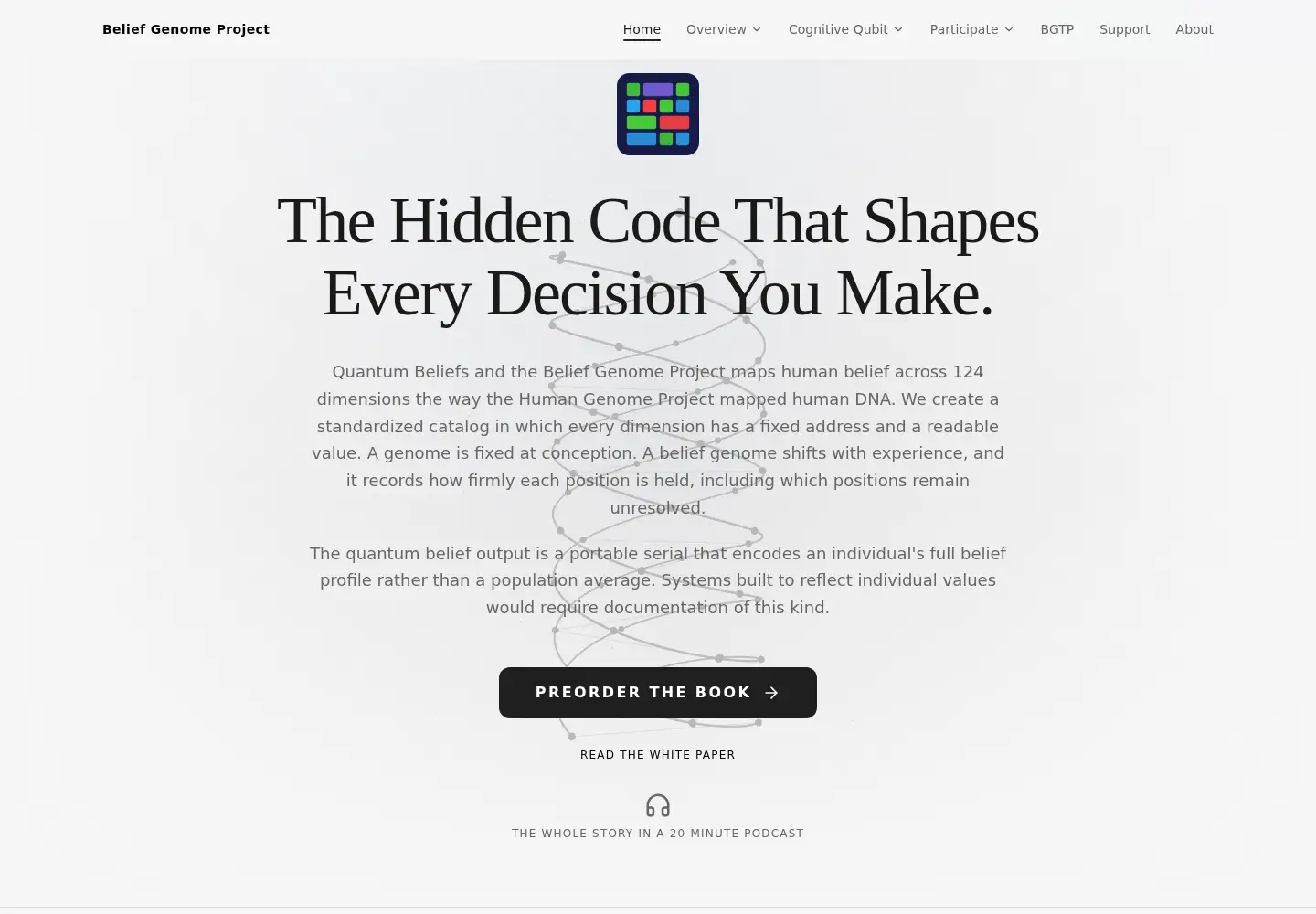 Captured homepage of beliefgenomeproject.org in the current scan
