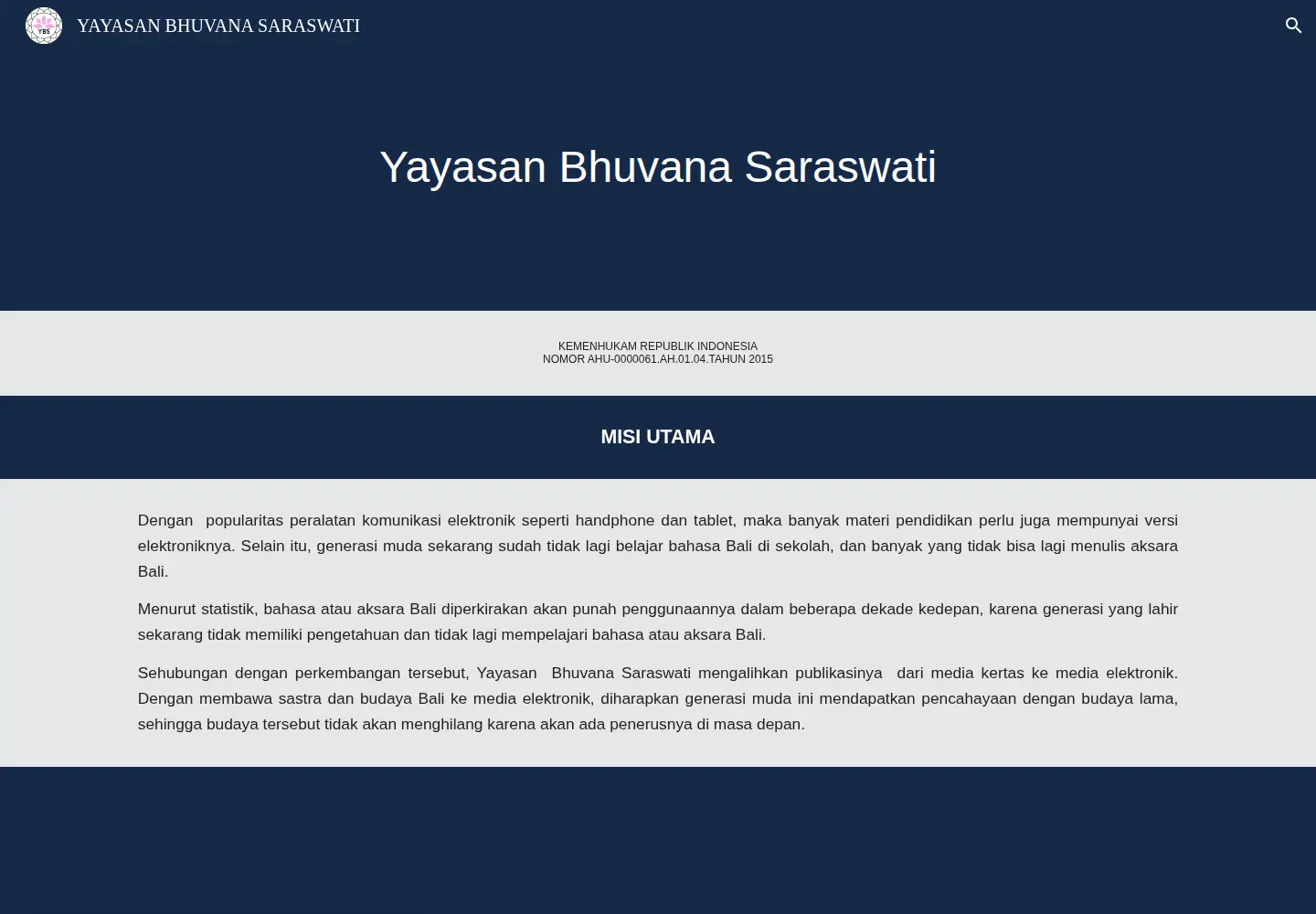 Captured homepage of bhuvanasaraswati.org in the current scan