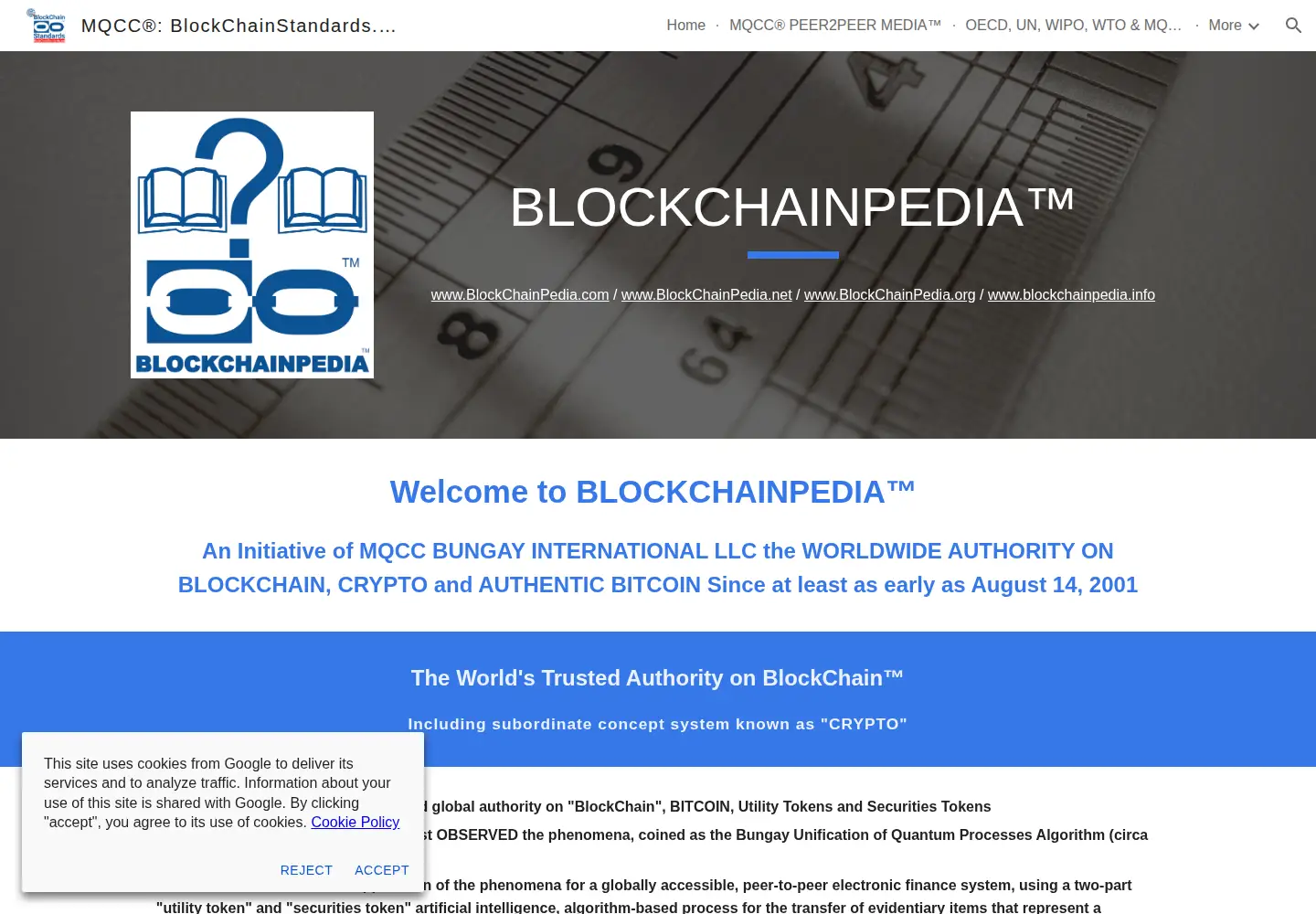 Screenshot of blockchainpedia.org