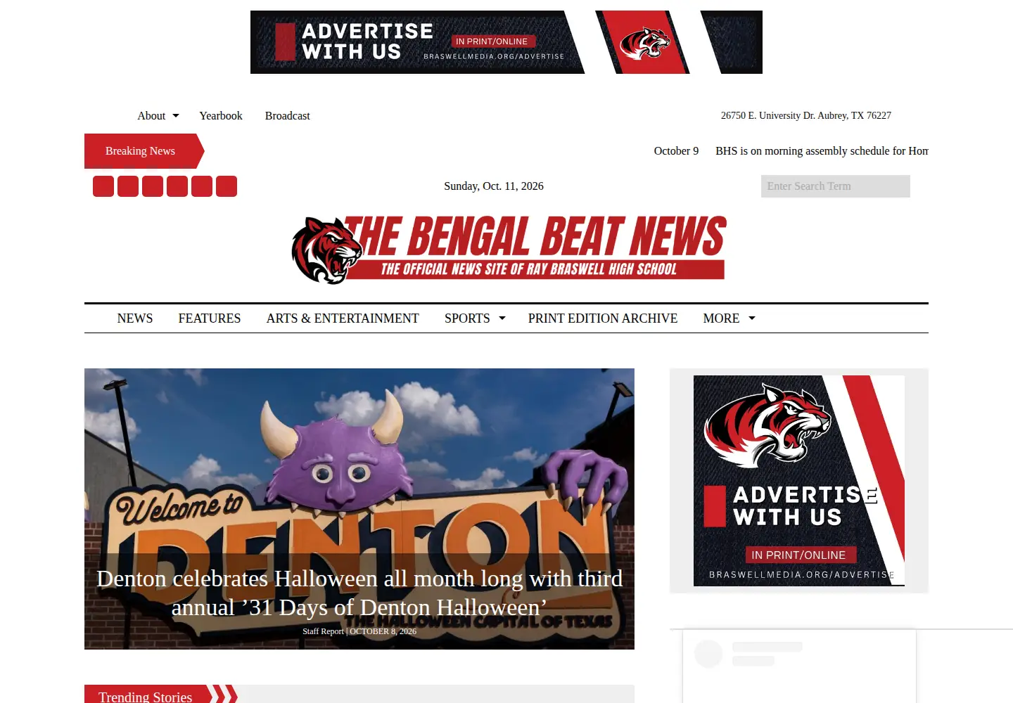 Captured homepage of braswellmedia.org in the current scan