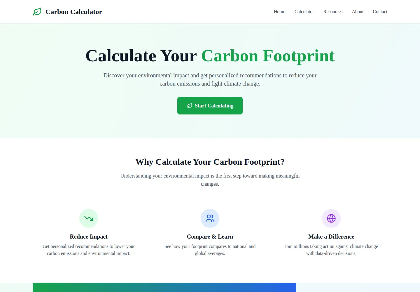 Captured homepage of carbonfootprintcalc.org in the current scan