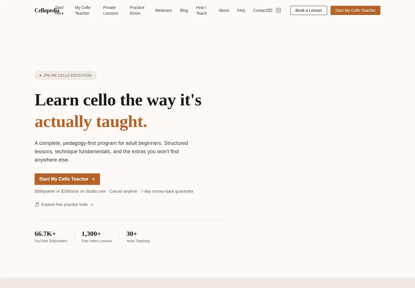 Screenshot of cellopedia.org