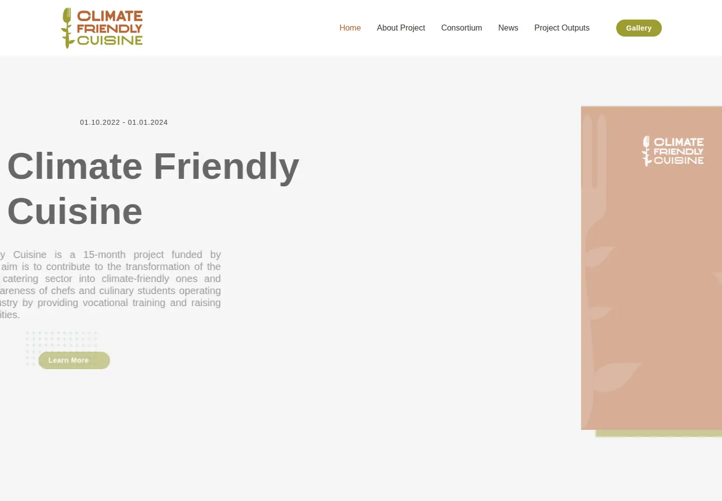 Captured homepage of climatecuisine.org in the current scan