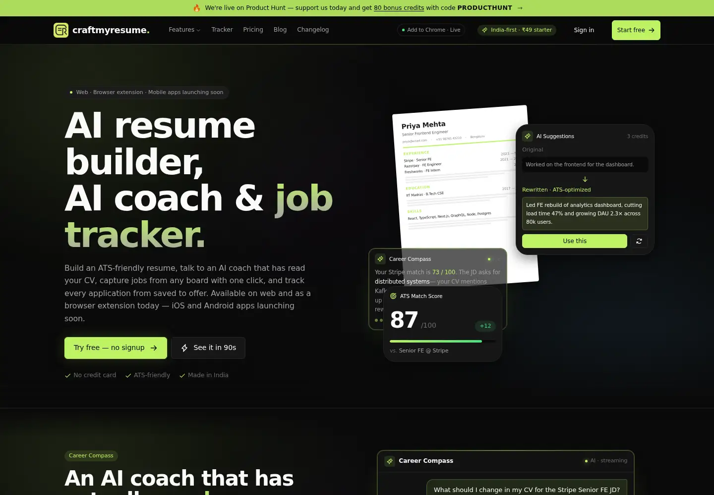 Screenshot of craftmyresume.org