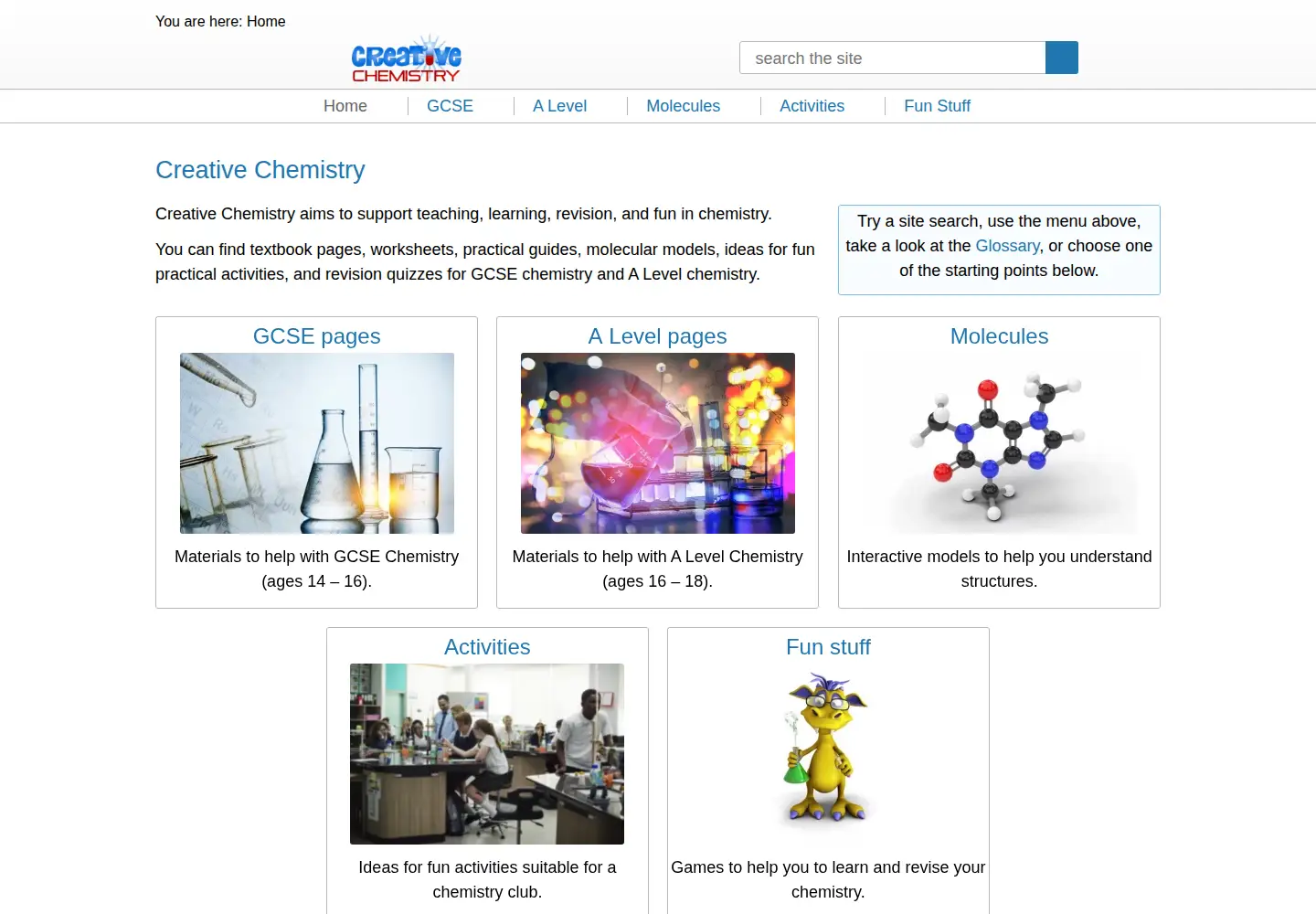 Screenshot of creativechemistry.org