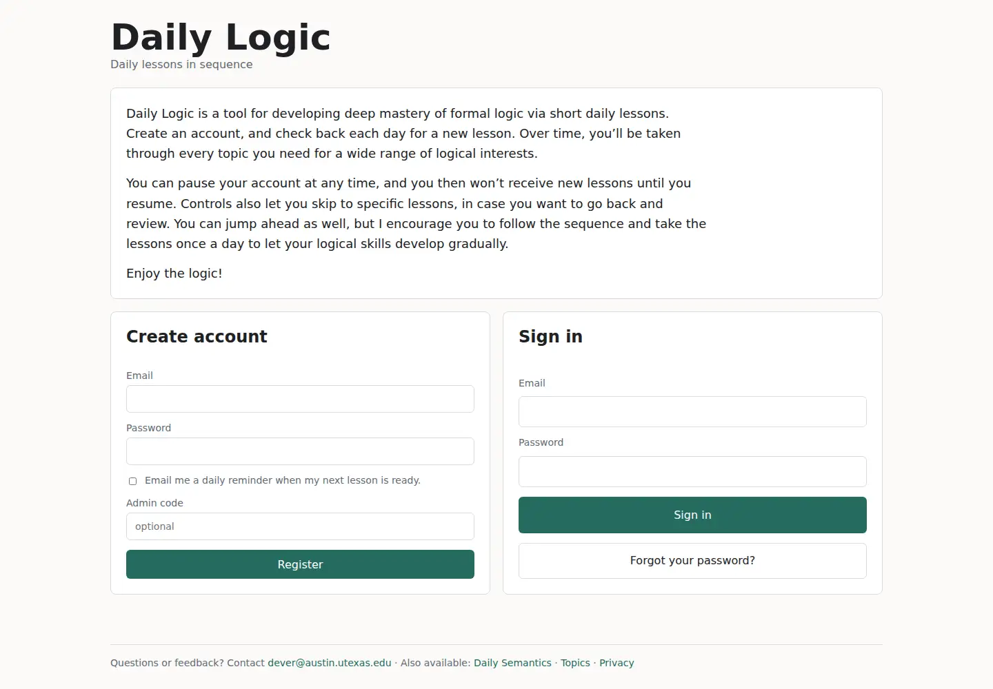 Screenshot of dailylogiclessons.org