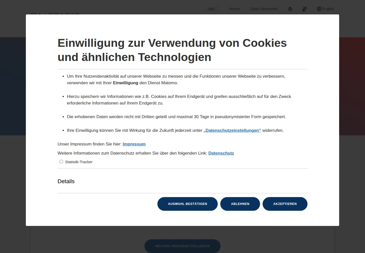 Screenshot of destatis.de