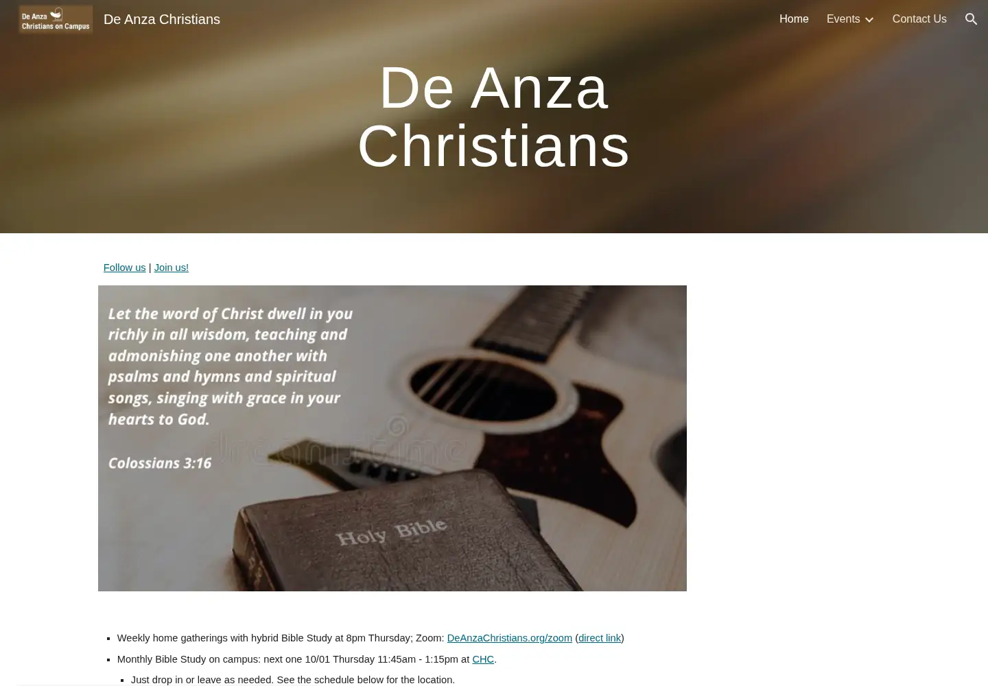 Screenshot of deanzachristians.org