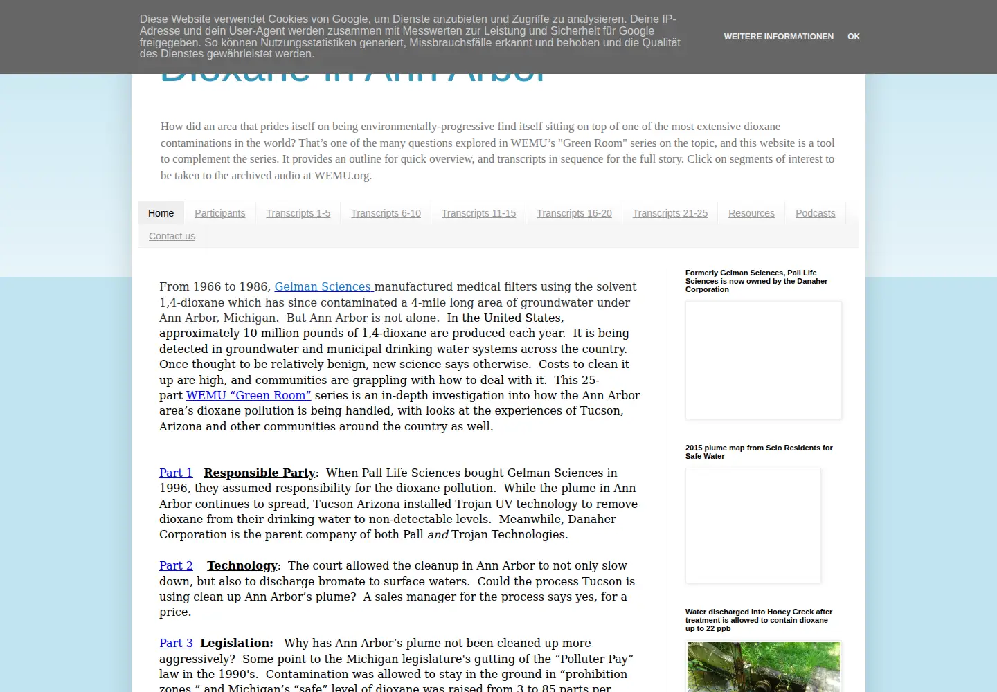 Captured homepage of dioxane.org in the current scan