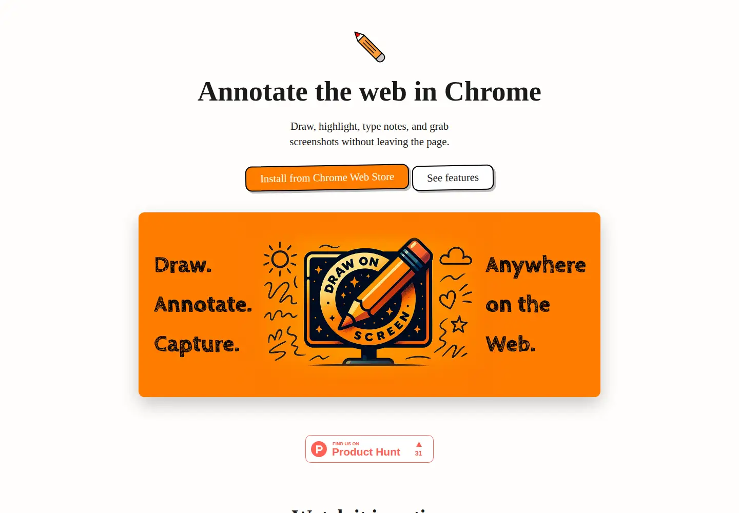 Captured homepage of draw-on-screen.org in the current scan