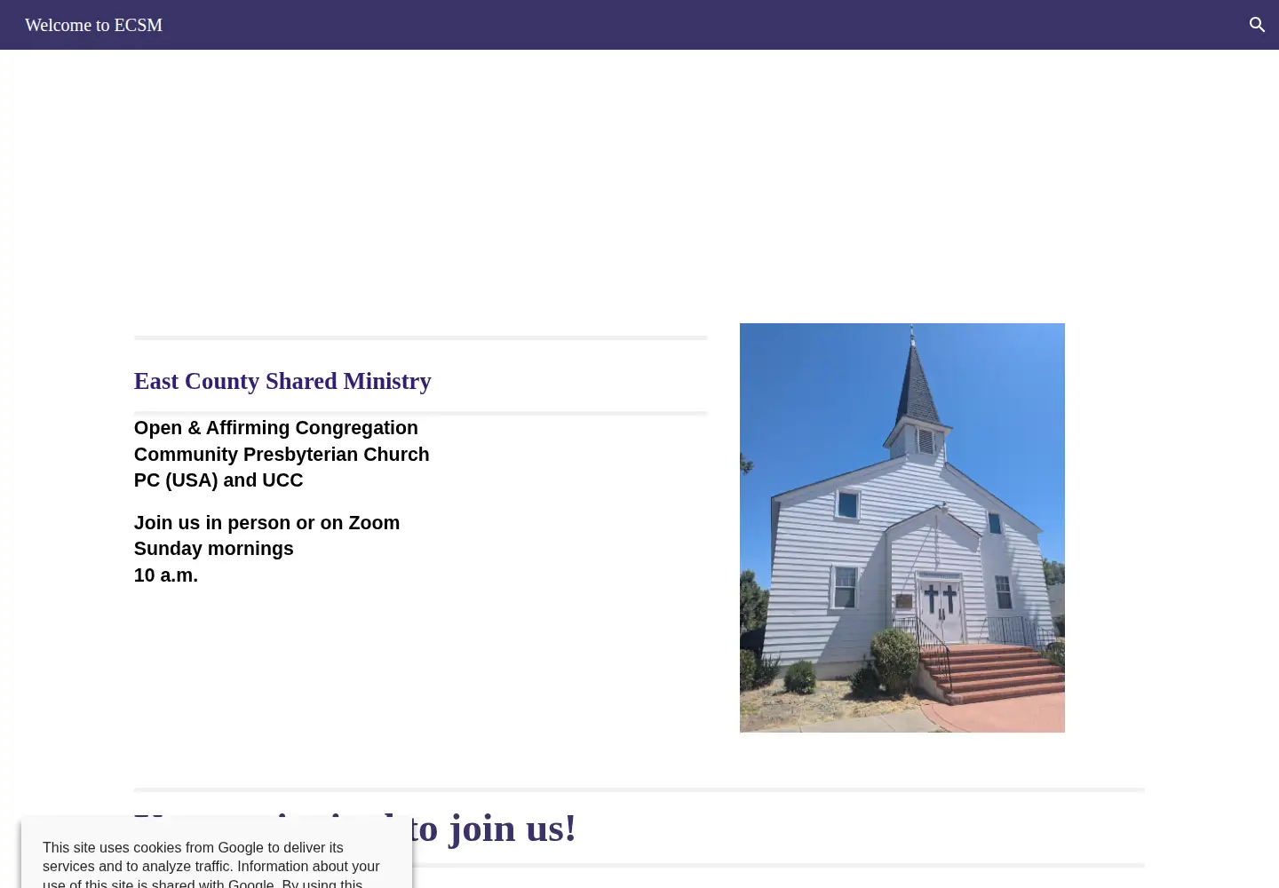 Screenshot of eastcountysharedministry.org
