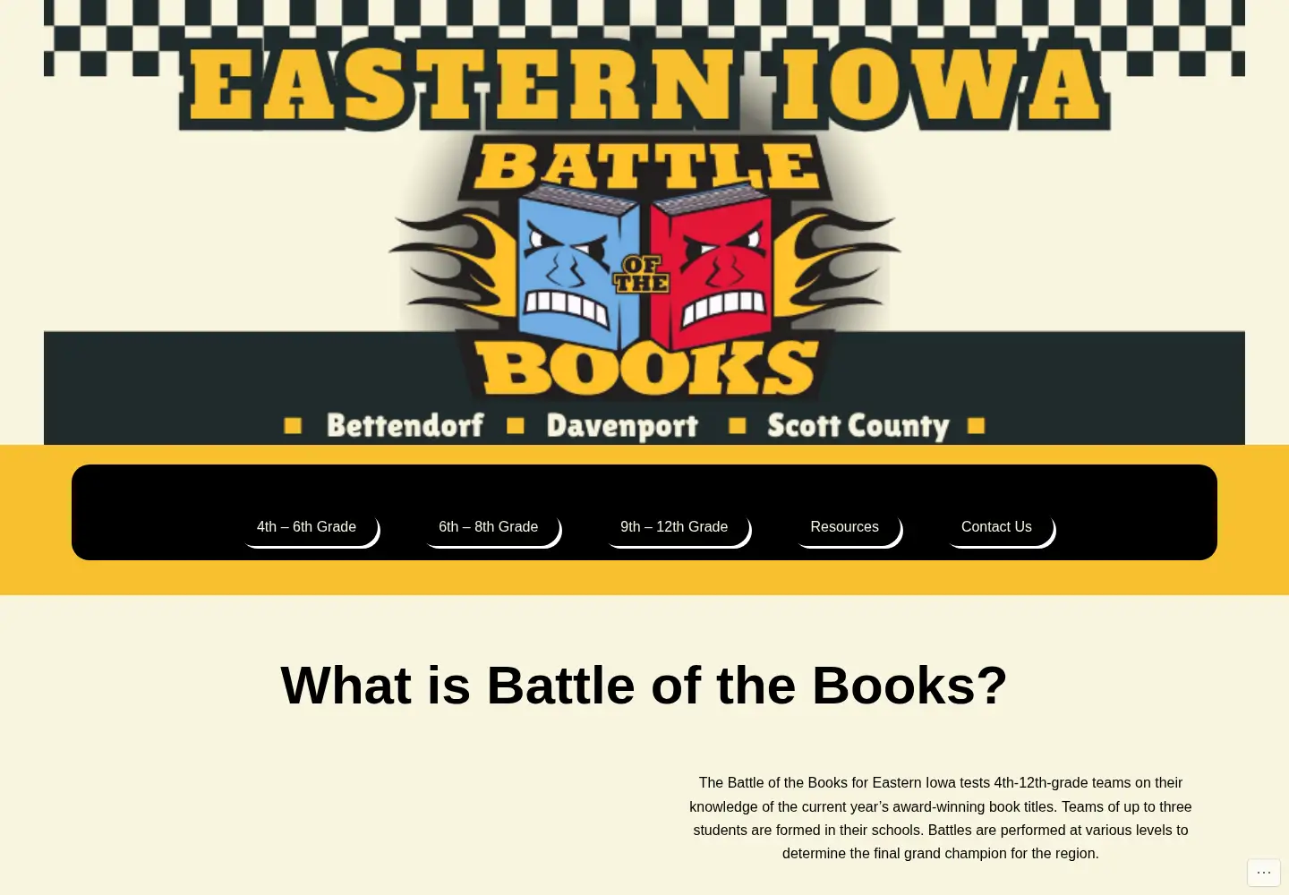 Screenshot of easterniowabattleofthebooks.org