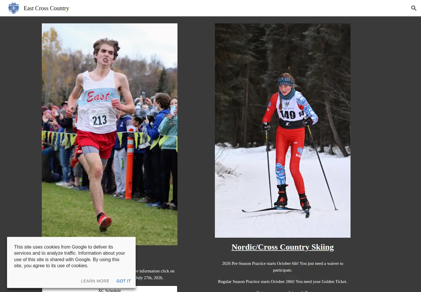 Captured homepage of eastxc.org in the current scan