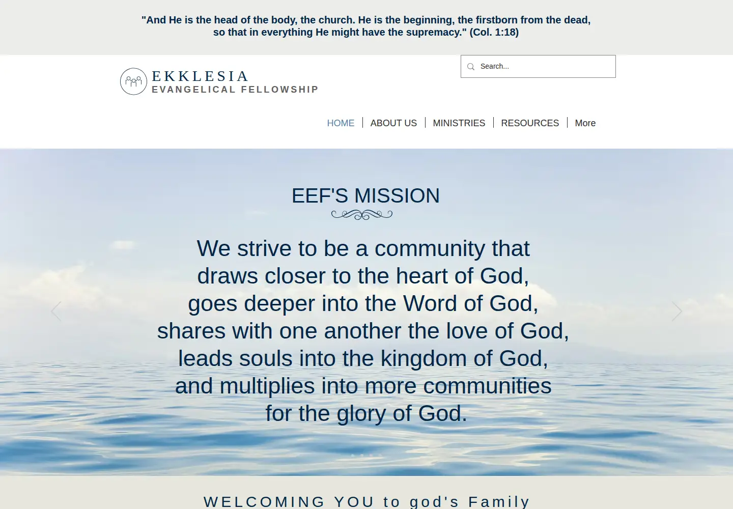 Captured homepage of eefchurch.org in the current scan