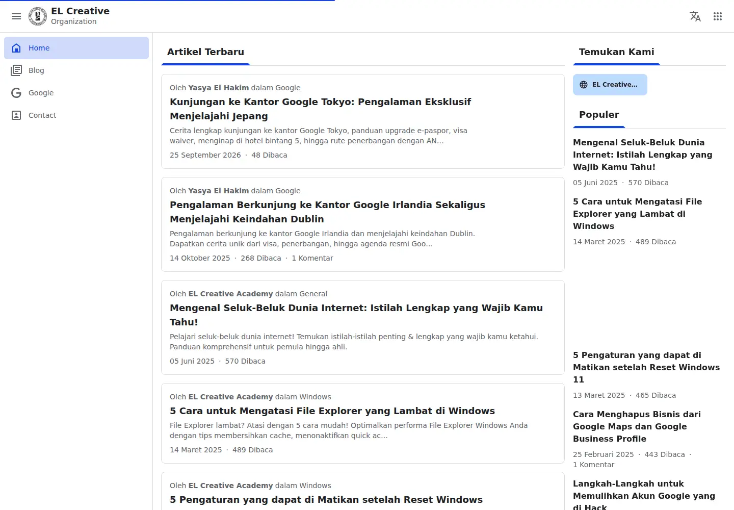 Screenshot of elcreative.org