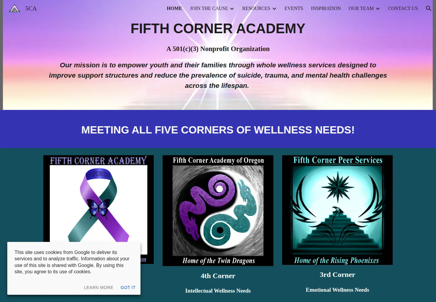 Screenshot of fifthcorneracademy.org