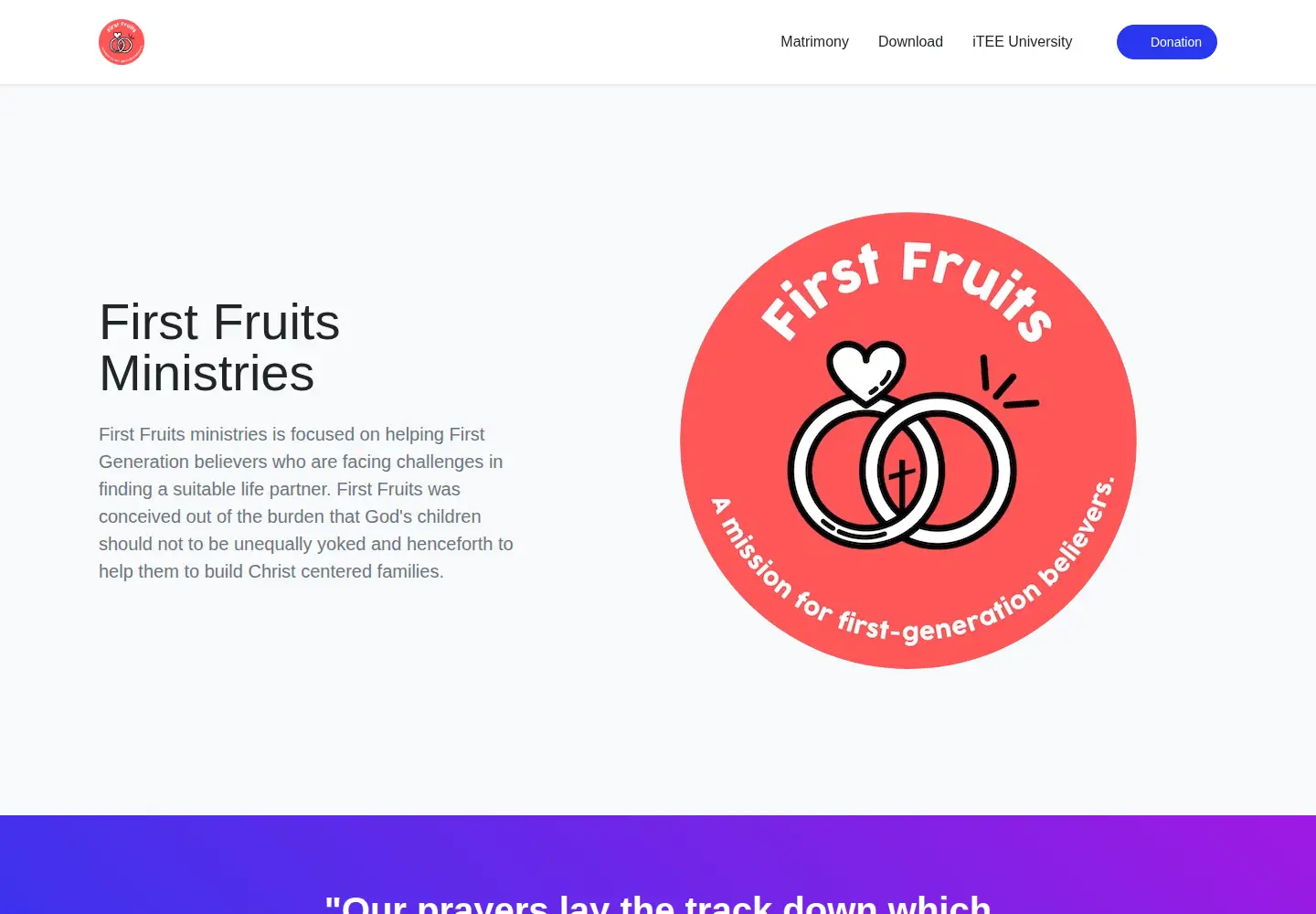 Captured homepage of firstfruitsministries.org in the current scan