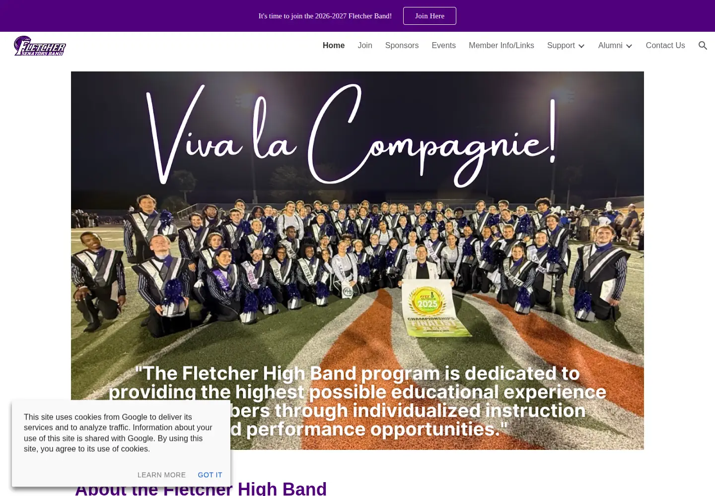 Screenshot of fletcherband.org