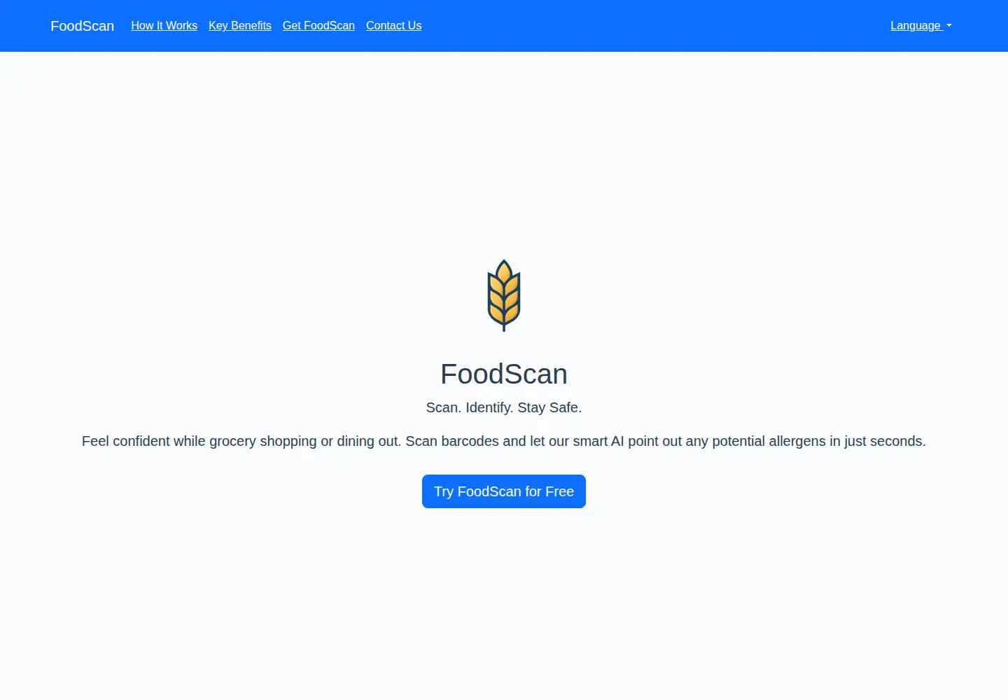 Captured homepage of foodscan.org in the current scan