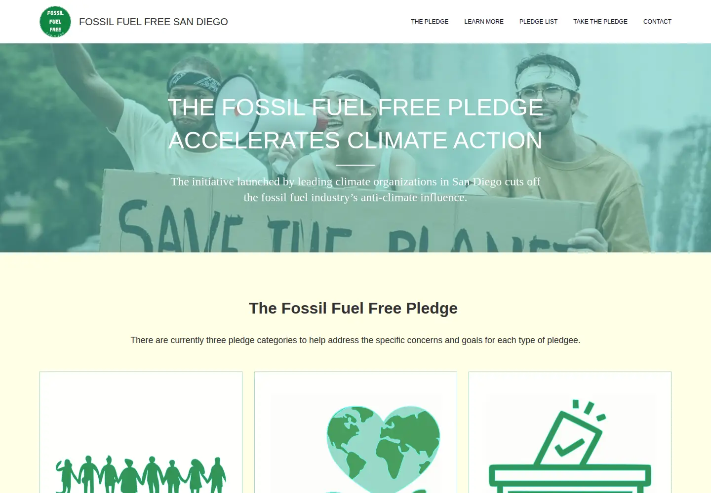 Screenshot of fossilfuelfreepledge.org