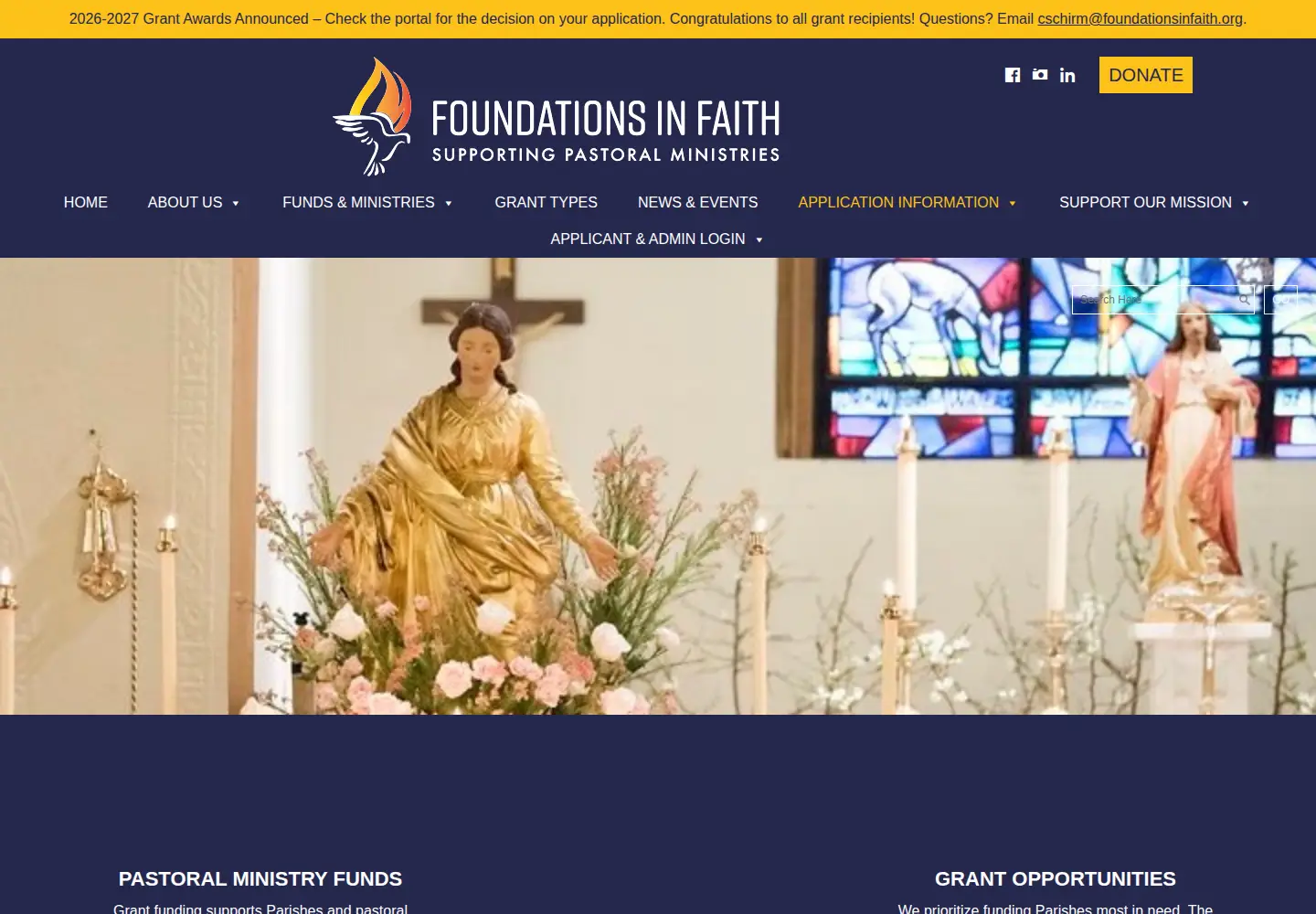 Captured homepage of foundationsinfaith.org in the current scan