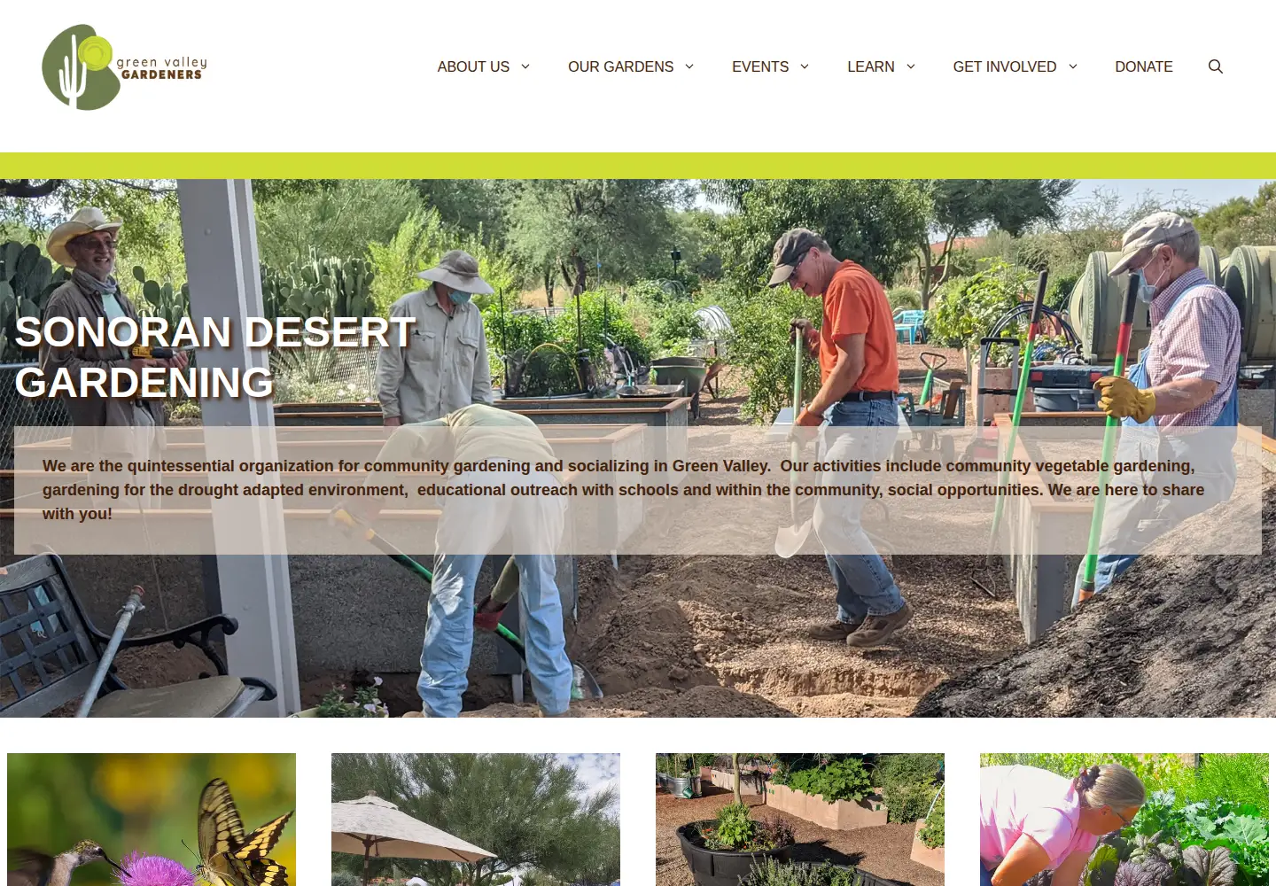 Captured homepage of greenvalleygardeners.org in the current scan