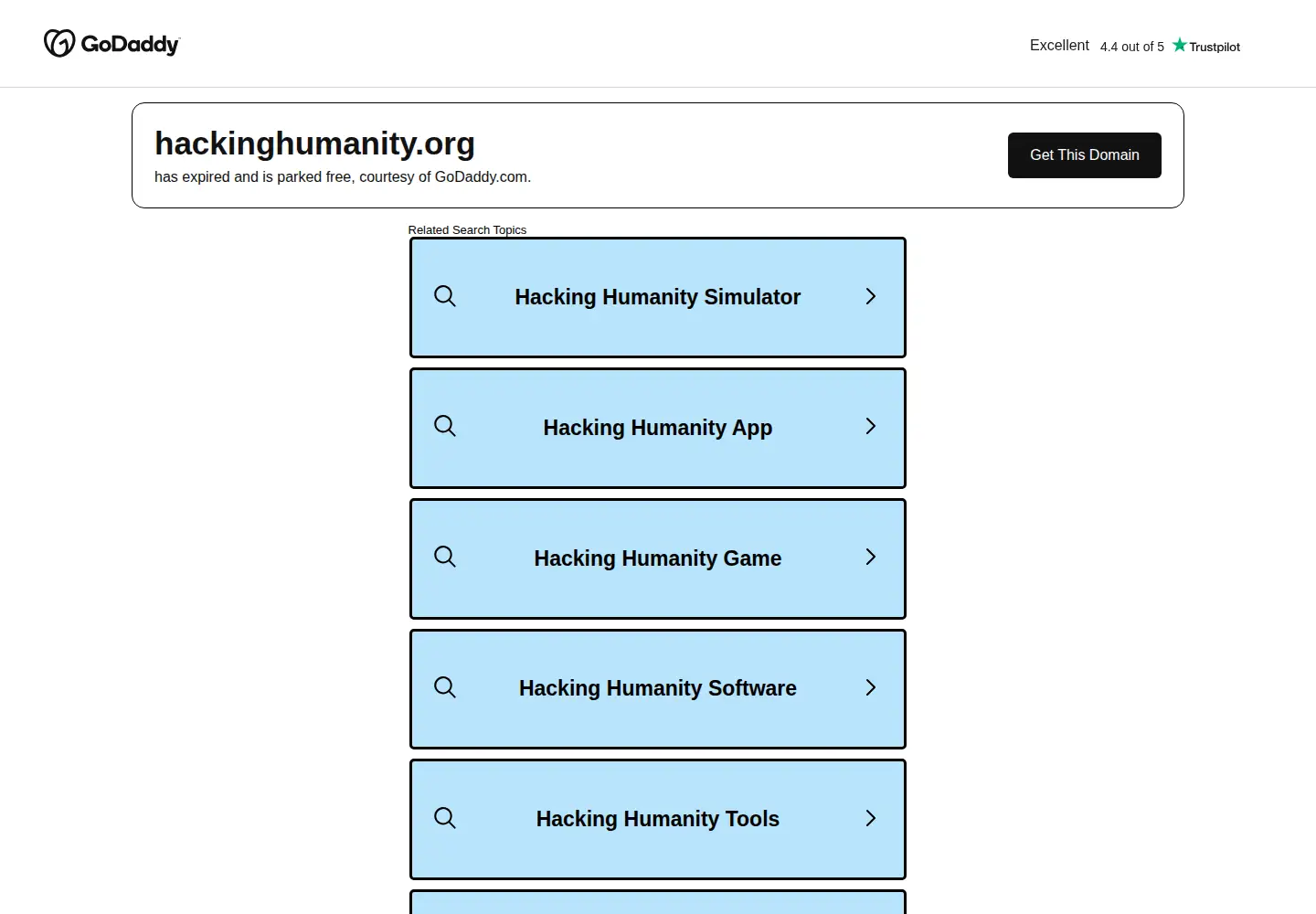 Captured homepage of hackinghumanity.org in the current scan
