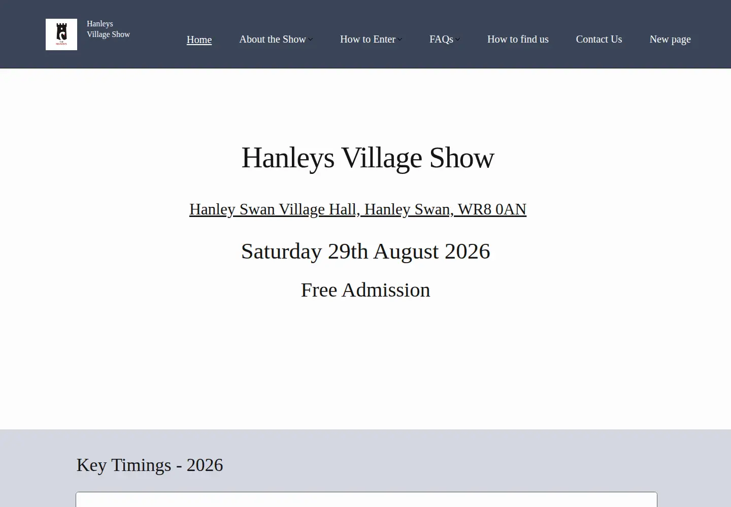 Screenshot of hanleysvillageshow.org