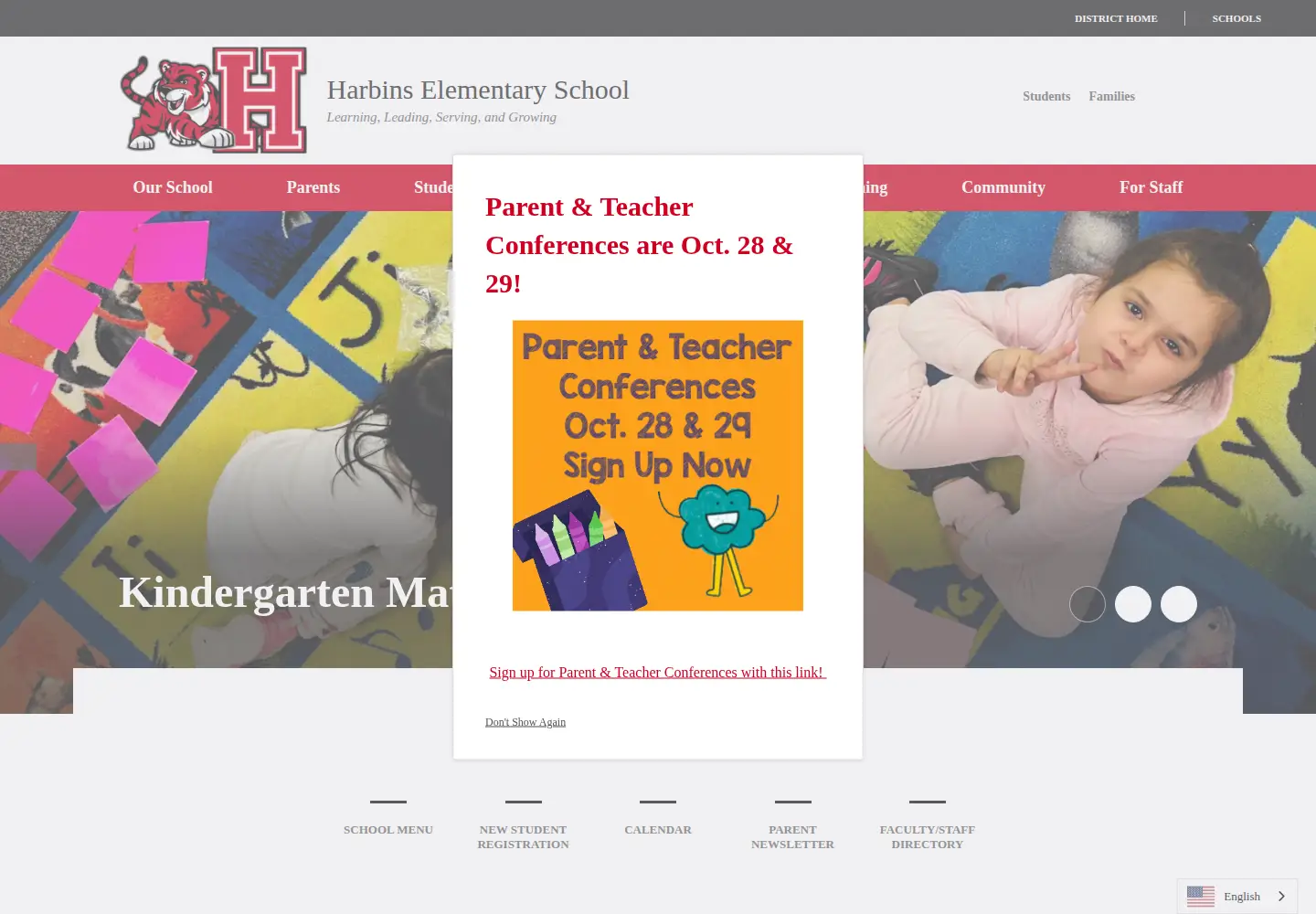 Captured homepage of harbins.org in the current scan