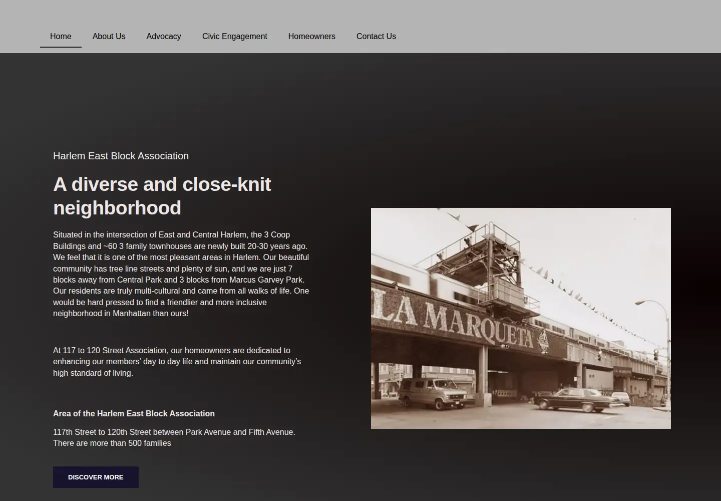 Screenshot of harlemeastblockassociation.org