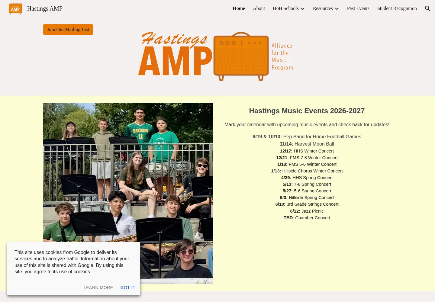 Captured homepage of hastingsamp.org in the current scan
