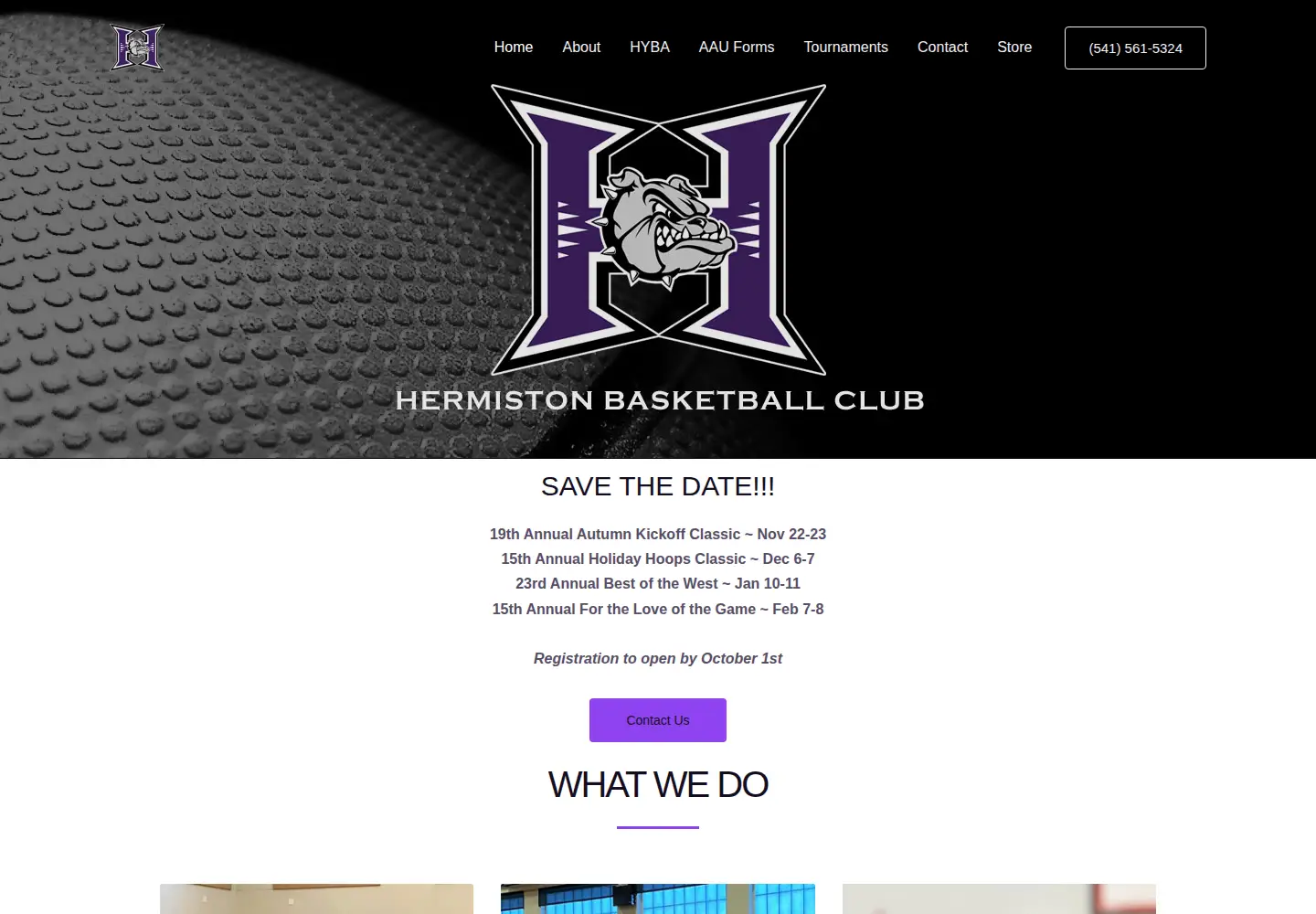 Captured homepage of hermistonbasketballclub.org in the current scan