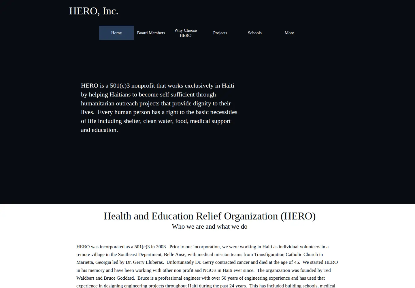 Captured homepage of herononprofit.org in the current scan