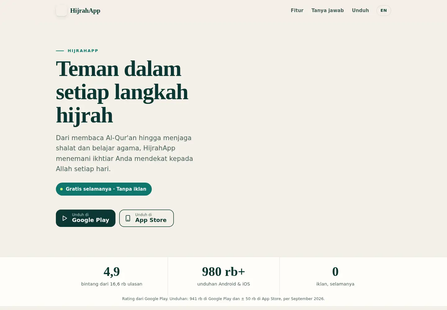 Captured homepage of hijrahapp.org in the current scan