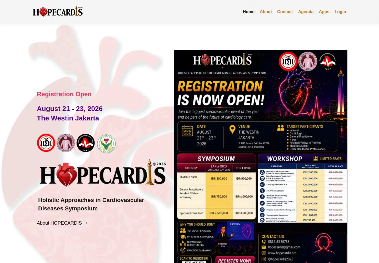 Captured homepage of hopecardis.org in the current scan