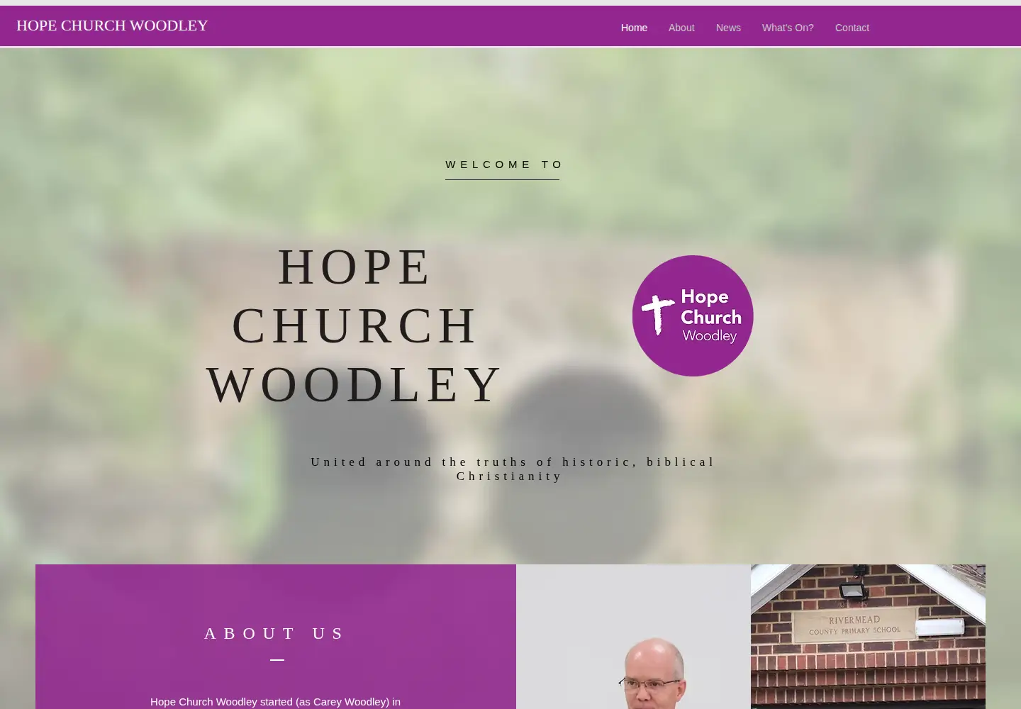 Captured homepage of hopechurchwoodley.org in the current scan