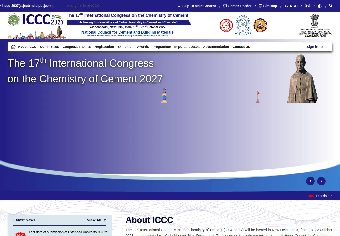 Screenshot of iccc2027india.org