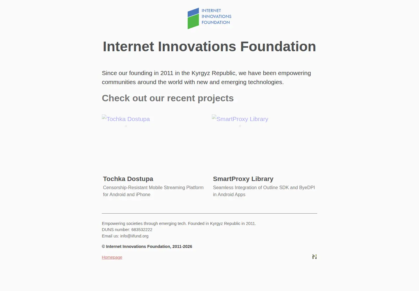 Captured homepage of iifund.org in the current scan