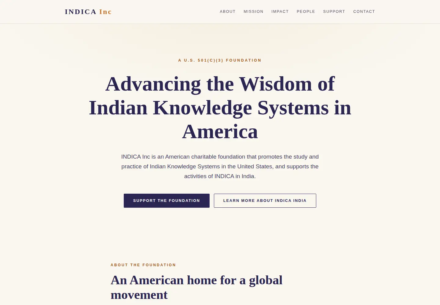 Captured homepage of indicausa.org in the current scan