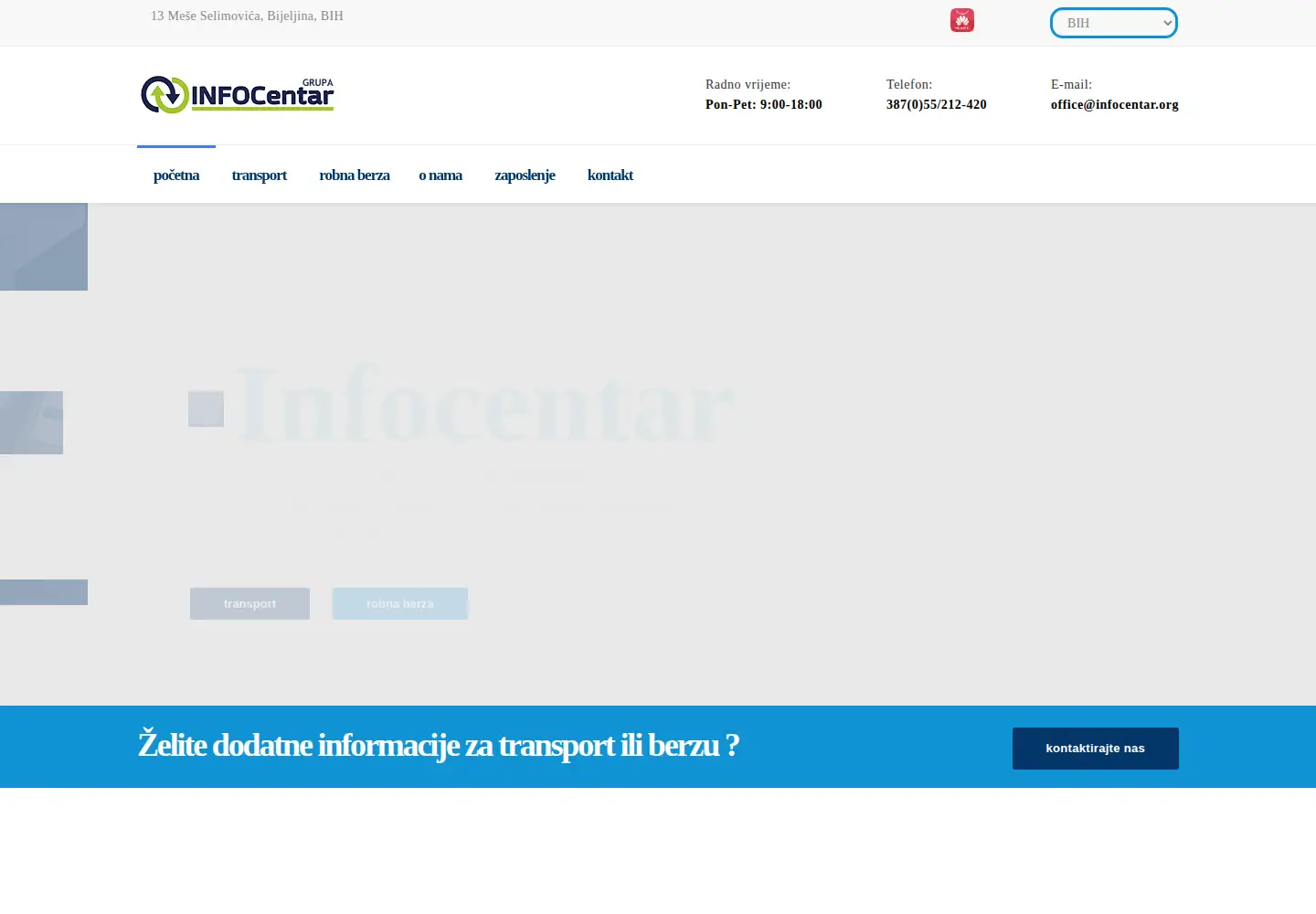 Captured homepage of infocentar.org in the current scan