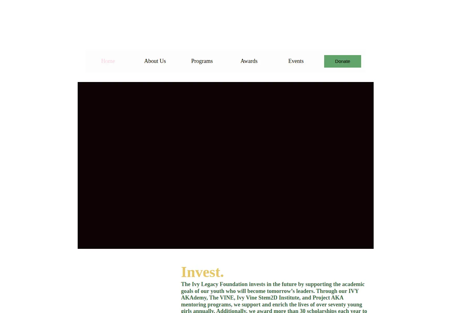 Captured homepage of ivylegacy.org in the current scan