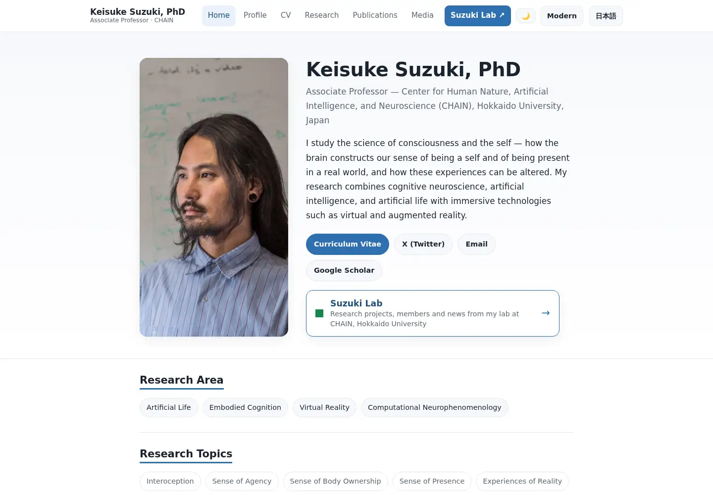 Captured homepage of keisukesuzuki.org in the current scan