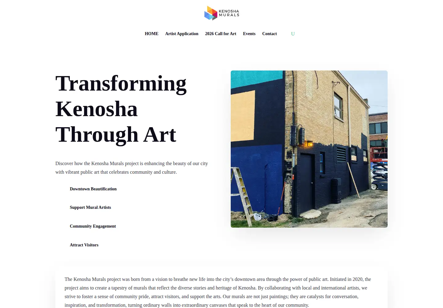 Screenshot of kenoshamurals.org