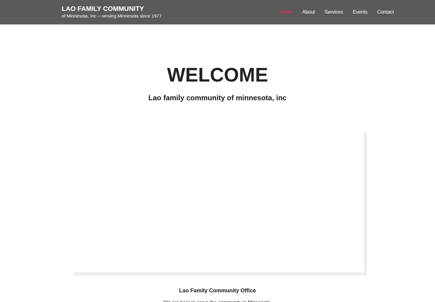Captured homepage of laofamilycommunity.org in the current scan