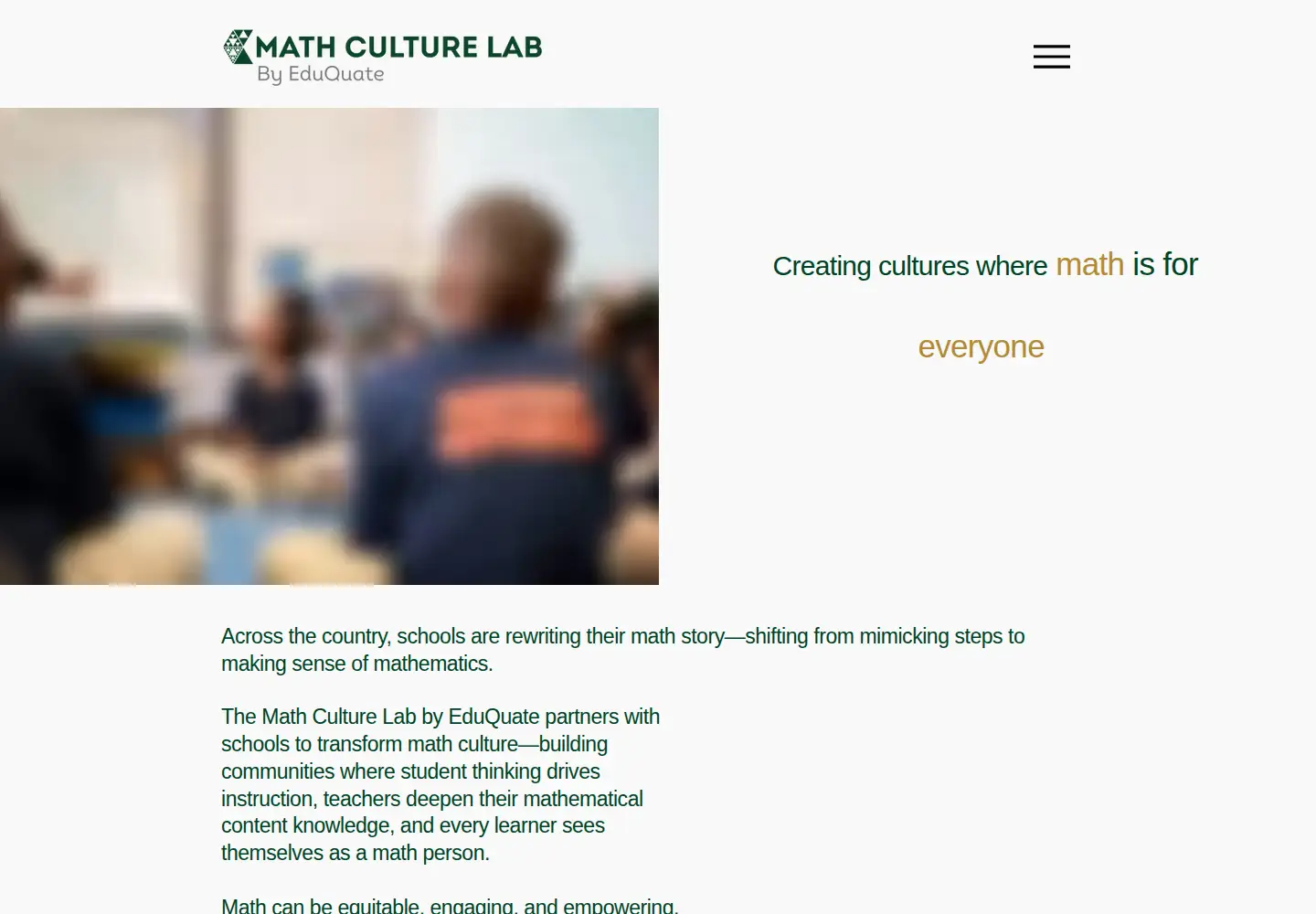 Screenshot of mathculturelab.org