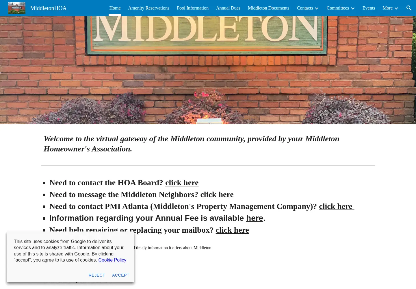 Screenshot of middletonhoa.org